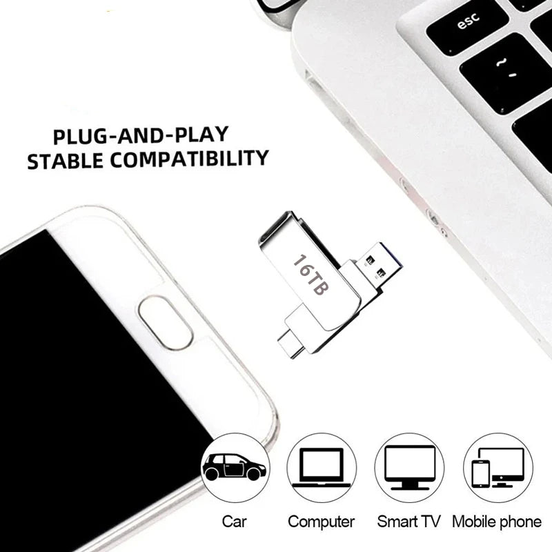 16TB USB 3.2 Flash Drives Super High Speed Transfer Metal Pendrive Memory Card Pendrive Flash Disk Memoria Waterproof StickHot