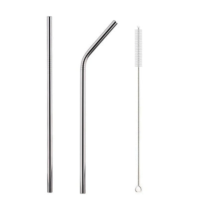Reusable Metal Drinking Straight Bent Straws Portable Stainless Steel Travel Straw with Cleaning Brush 40oz Watercup Accessories