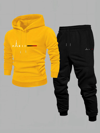 Men's 2025 New Style Sporty Casual Trendy Printed Hooded Sweatshirt for Spring/Autumn Sportswear Set of Two