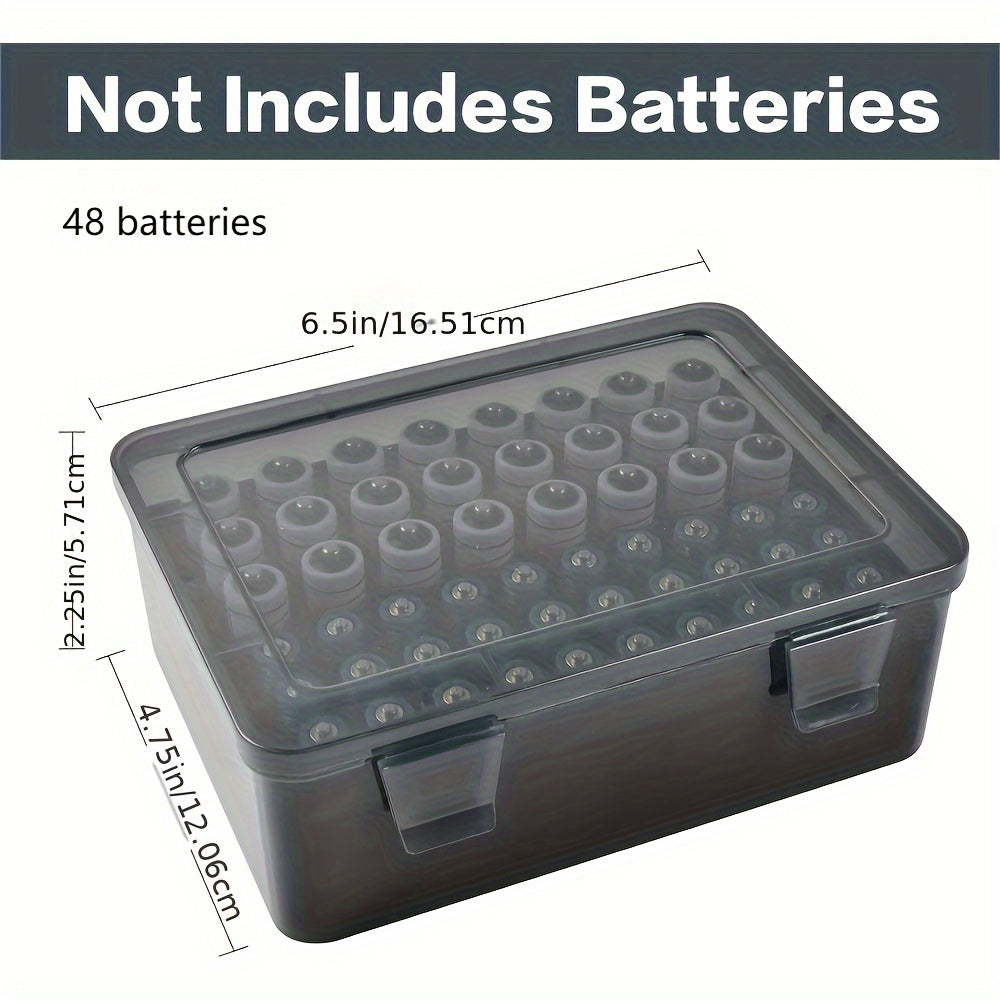 Compact Battery Organizer Box Holds 54 AA & AAA Batteries, Durable PC Material, Transparent Design with Foam Groove for Easy Storage, Perfect for Home & Garage Organization (Batteries Not Included)