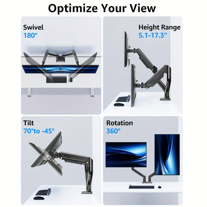 Adjustable Dual Monitor Stand for 33.02-81.28 cm Screens, Supports up to 9.03 KG, Tilt and Swivel, VESA 75x75/100x100, Space-Saving Design Suitable for Home and Office