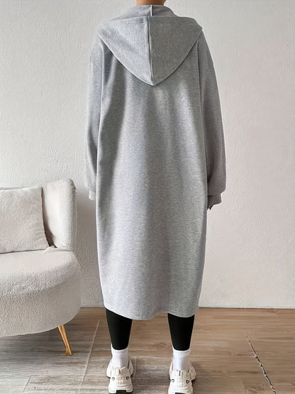 Women'S Elegant Color-Block Hooded Zip-Up Coat - White & Black, Long Sleeve, Button-Up Front, Perfect for Fall/Winter, Casual to Formal Wear, Casual Winter Wear | Stylish Layering Piece | Buttonup Front Coat