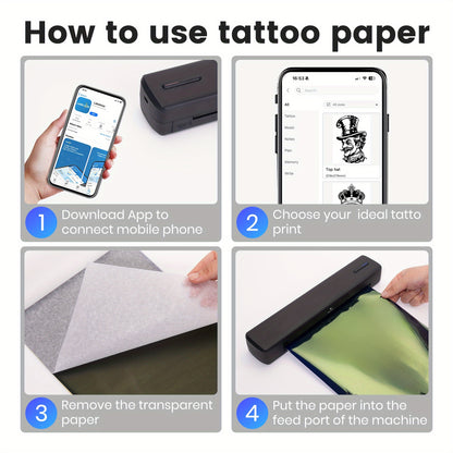 Portable Travel Printer-Wireless Thermal Printer-Tattoo Printer Supports 8.5x11 US Letter And A4 Thermal Paper Tattoo Paper Compatible with Android And IOS Phones And Laptops