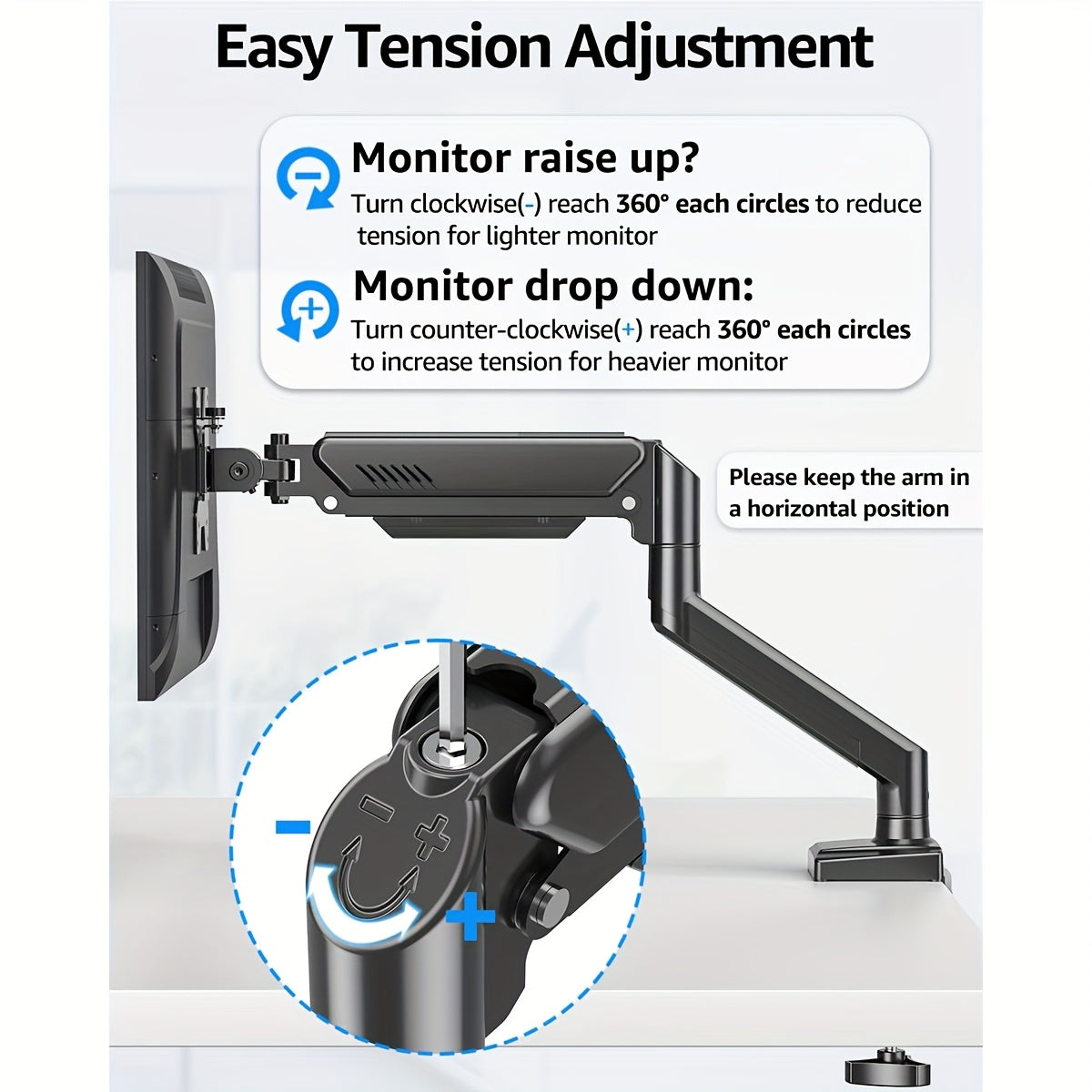 Adjustable Dual Monitor Stand for 33.02-81.28 cm Screens, Supports up to 9.03 KG, Tilt and Swivel, VESA 75x75/100x100, Space-Saving Design Suitable for Home and Office