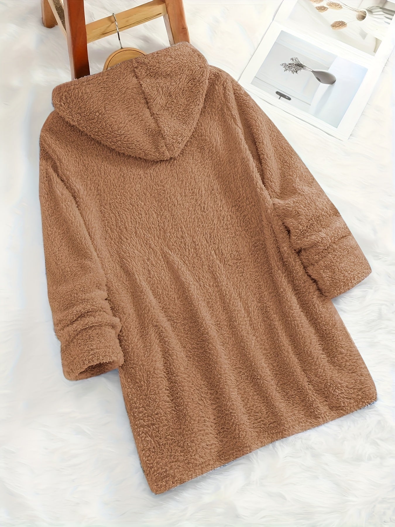 Women's "Yes I'm Cold" Printed Teddy Bear Hooded Sweatshirt - 100% Polyester Relaxed Fit Long Sleeve Pullover with Double Pockets, Cozy Fleece-Lined Casual Winter Top for Fall & Winter