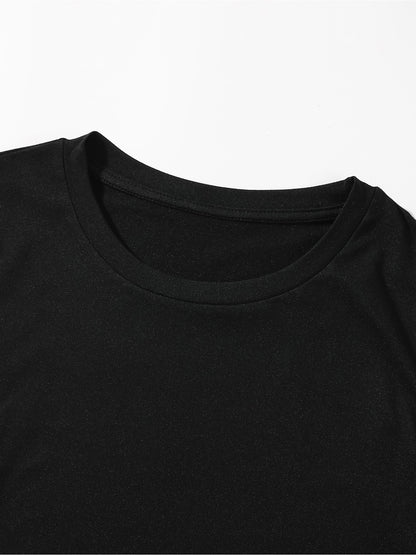 graphic print drop shoulder t-shirt short sleeve crew neck casual top for spring & summer women s clothing